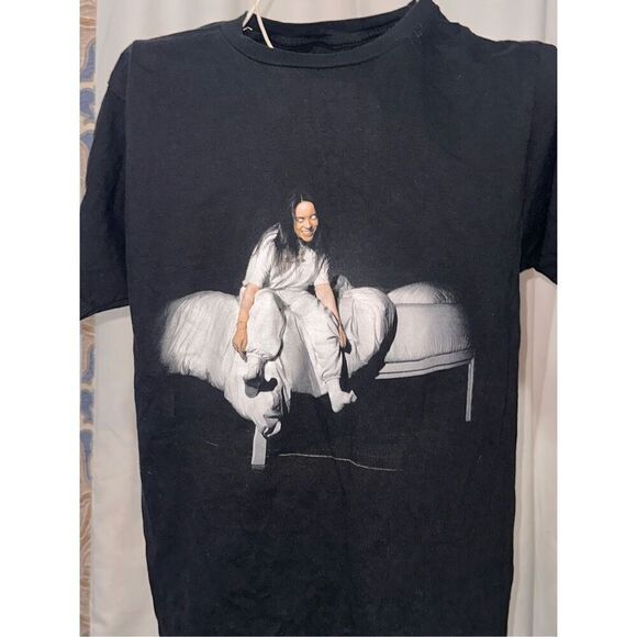 Billie Eilish When We All Fall Asleep Band Tee Black T-Shirt Size Medium Y2K Goo - Picture 2 of 5